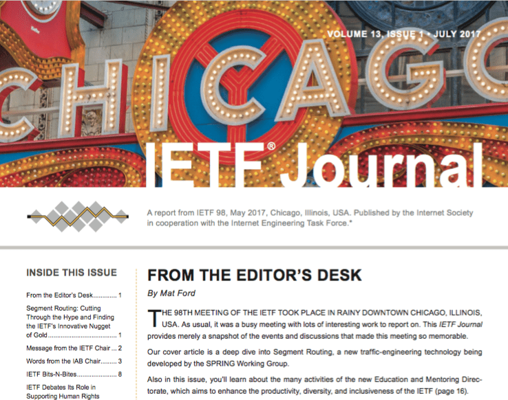 IETF Journal July 2017 Issue Available Online Now Thumbnail