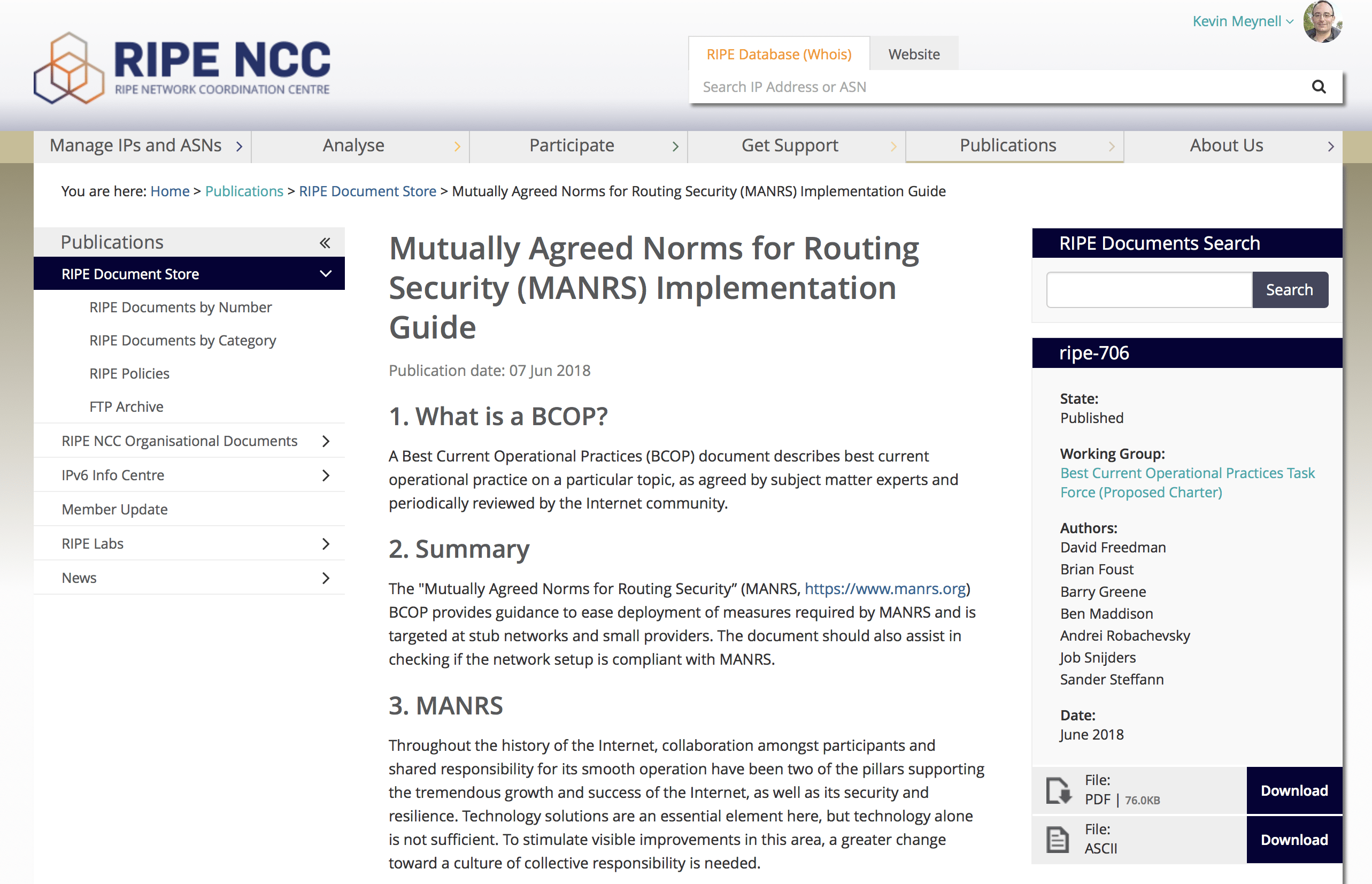 MANRS BCOP published as RIPE document Thumbnail