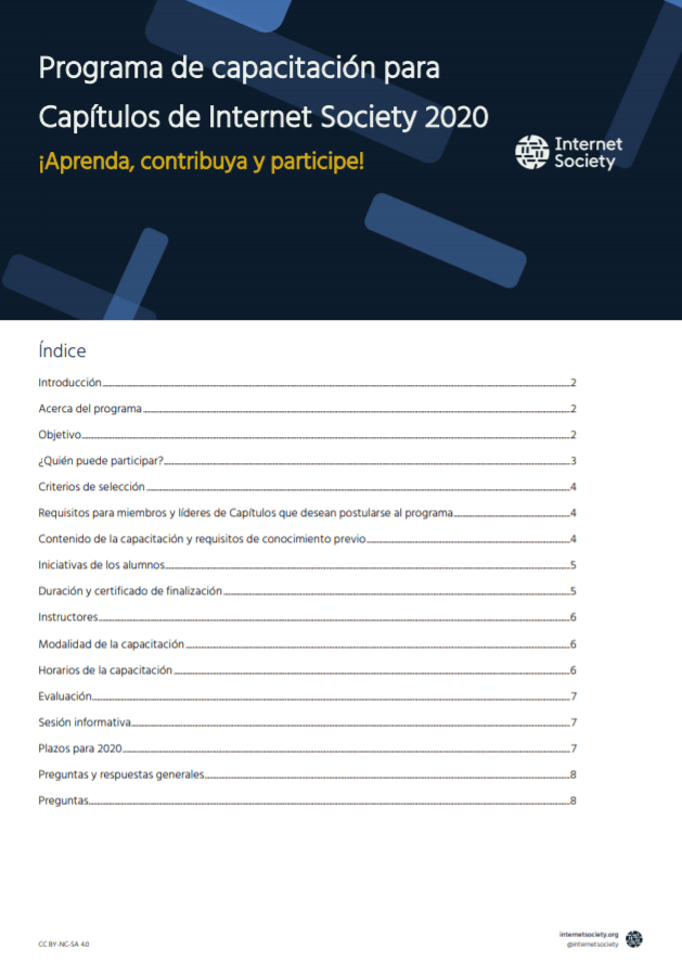 cover of chapter training program 2020 doc