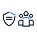 a shield and three persons icons