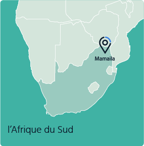 Carte de l'Afrique du Sud avec une marque sur Mamaila