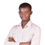 A headshot of a man in a white shirt